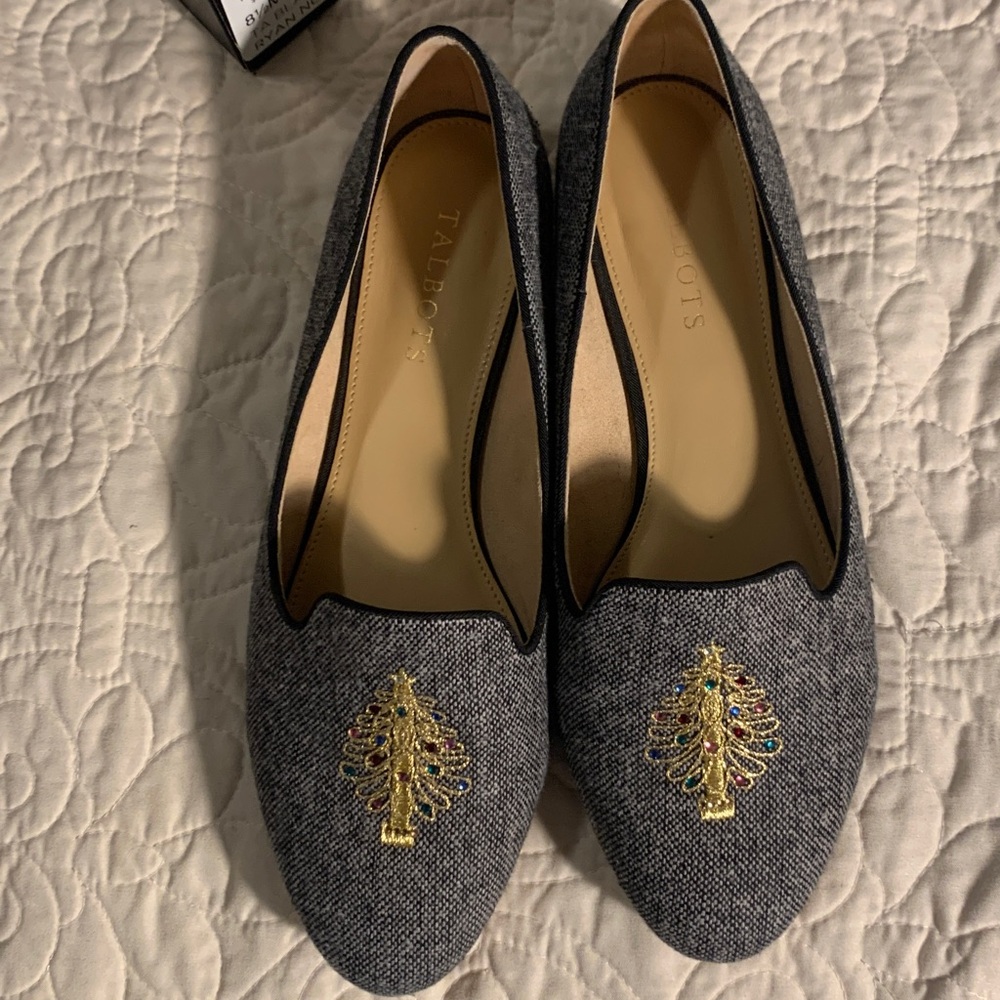 Talbots Ryan holiday grey tweed loafers size 8.5